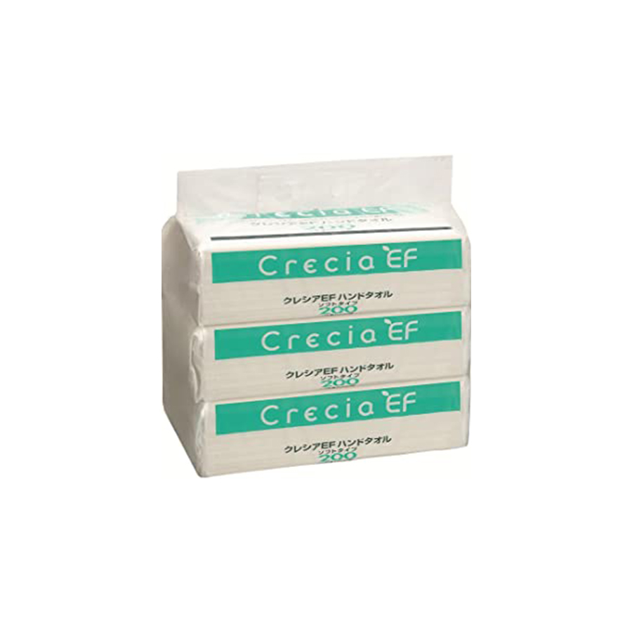 クレシア EFハンドタオル ソフトタイプ 2枚重ね 200組(400枚)×3パック